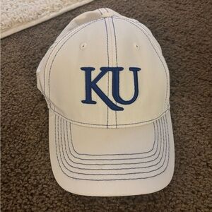 White Cap with Blue KU Logo